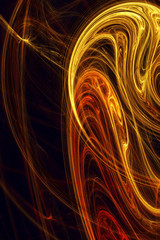 Abstract image executed in yellow and red tones - man's fantasy about life paths