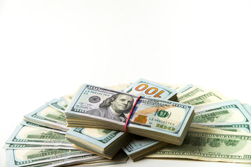 hip of one hundred dollars on white background