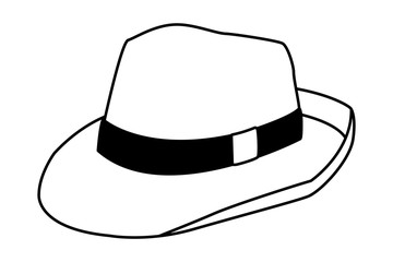 Women fashion summer hat cartoon in black and white