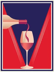 Foto op Plexiglas Rood Wijn retro poster