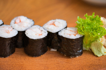 Black sushi rolls, sushi rolls are traditional Japanese seafood