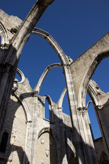 The ruins of the church do Carmo. Central street of Lisbon. Portugal.