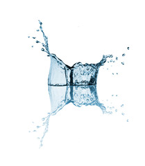 Clean water drop splash isolated on white background