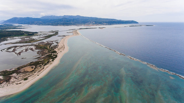 Shallow waters on the shores of the island of levkada, Greece.