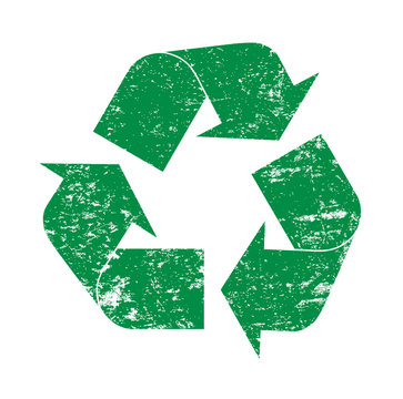 Green Grunge Recycling Logo Icon Illustration