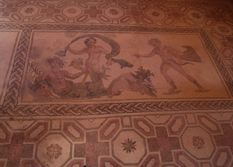 Mazaic floor in Roman ruins. Cyprus.