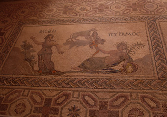 Fototapeta na wymiar Mazaic floor in Roman ruins. Cyprus.