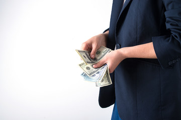 hand is holding american dollars