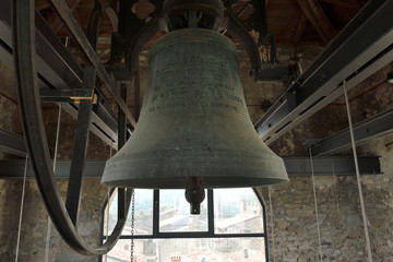 Great bronze bell in Padenghe tower Garda Lake Italy