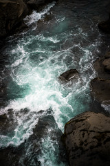 beautiful iceland fjords with waves crashing