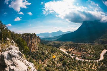 Highline in the mountains.