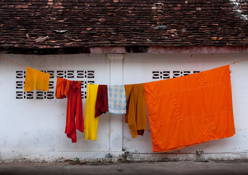 Monks clothes in temple vat xieng thong, Luang prabang, Laos