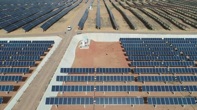 Aerial photography large desert solar photovoltaic power station base