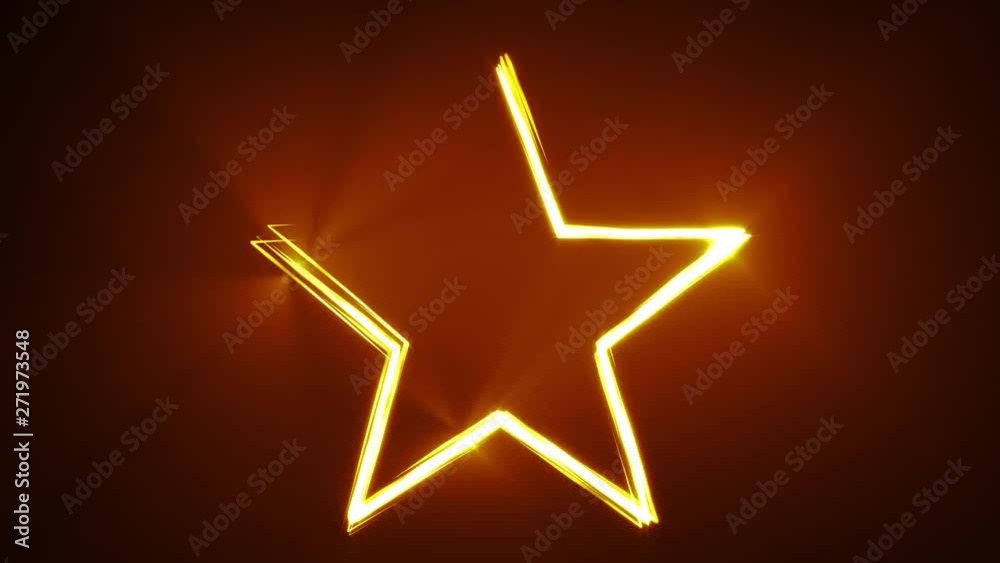 Wall mural design star with lines stroke animation/ 4k animation of an abstract blue shining star shape with li