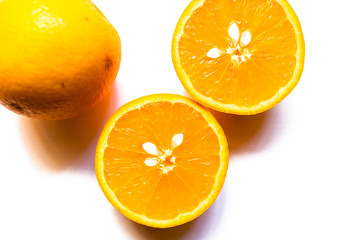 Top view of two isolated orange on white background.