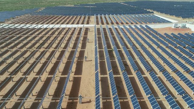 Aerial photography large desert solar photovoltaic power station base