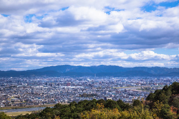 The Iwatayama Monkey Park at Arashiyama offers a great panoramic view of Kyoto city, Japan.