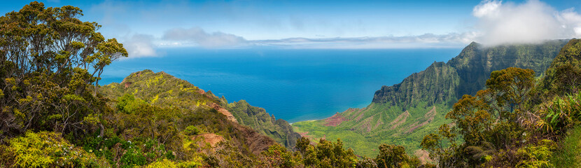 Kalalau Lookout, Kauai, Hawaii. A superb  view into the heart of the Kalalau Valley one of the most...