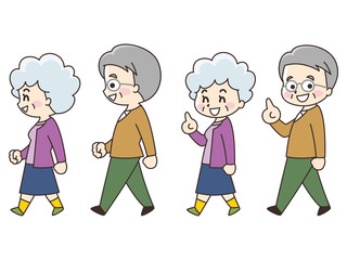 歩くシニア男女