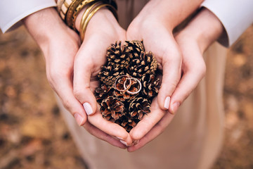 Wedding rings in the palm of your hand