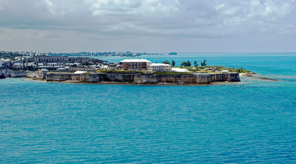 Fototapeta na wymiar Sea departure from King's Wharf, the former Royal Naval Dockyard, on Ireland Island, Bermuda