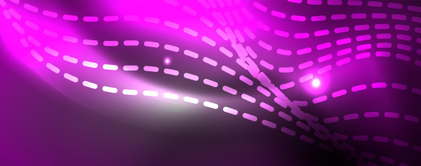 Obraz premium Neon vector wave lines abstract background, magic futuristic techno design