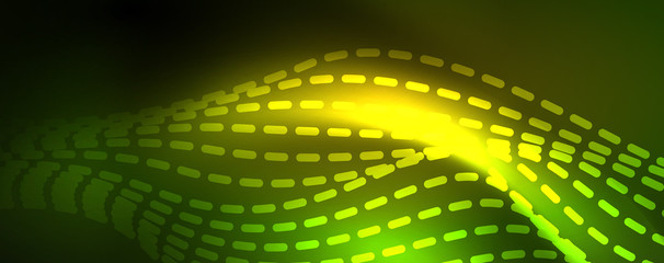 Obraz premium Shiny neon vector wave line abstract background, motion concept