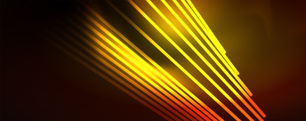 Shiny color neon light with lines, abstract wallpaper, shiny motion, magic space light. Techno abstract background