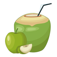 Coconut cocktail and apple slices