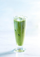 Ice milk green tea sweet drink