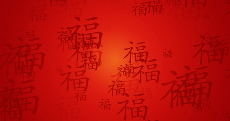 Prosperity Chinese Calligraphy New Year Blessing Wallpaper