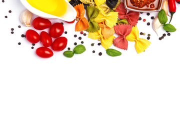 Italian food ingredients isolated on white