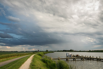 Thunderstorm over the dutch landscape near the river Rotte. 