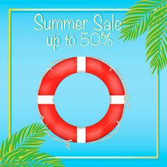 Summer sale, discount square web banner