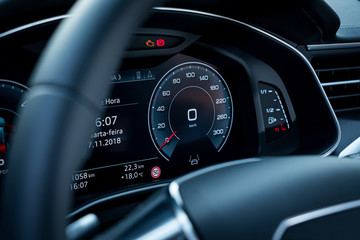 Blue and black high-tech full digital car dashboard