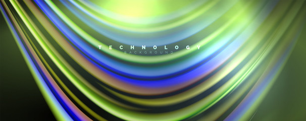 Fluid color waves with light effects, vector abstract background