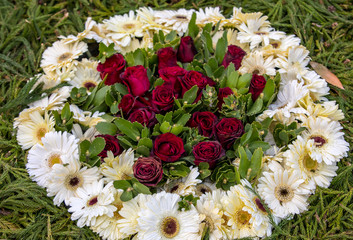 Beauty floristic decoration with colorful tropical flowers