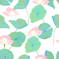 Watercolor seamless pattern with flower lily. Traditional design. Vector chinese illustration