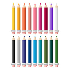 Naklejka premium Set of eighteen colored pencils , vector illustration
