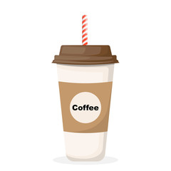 Coffee-to-go , vector illustration of coffee paper cup with straw