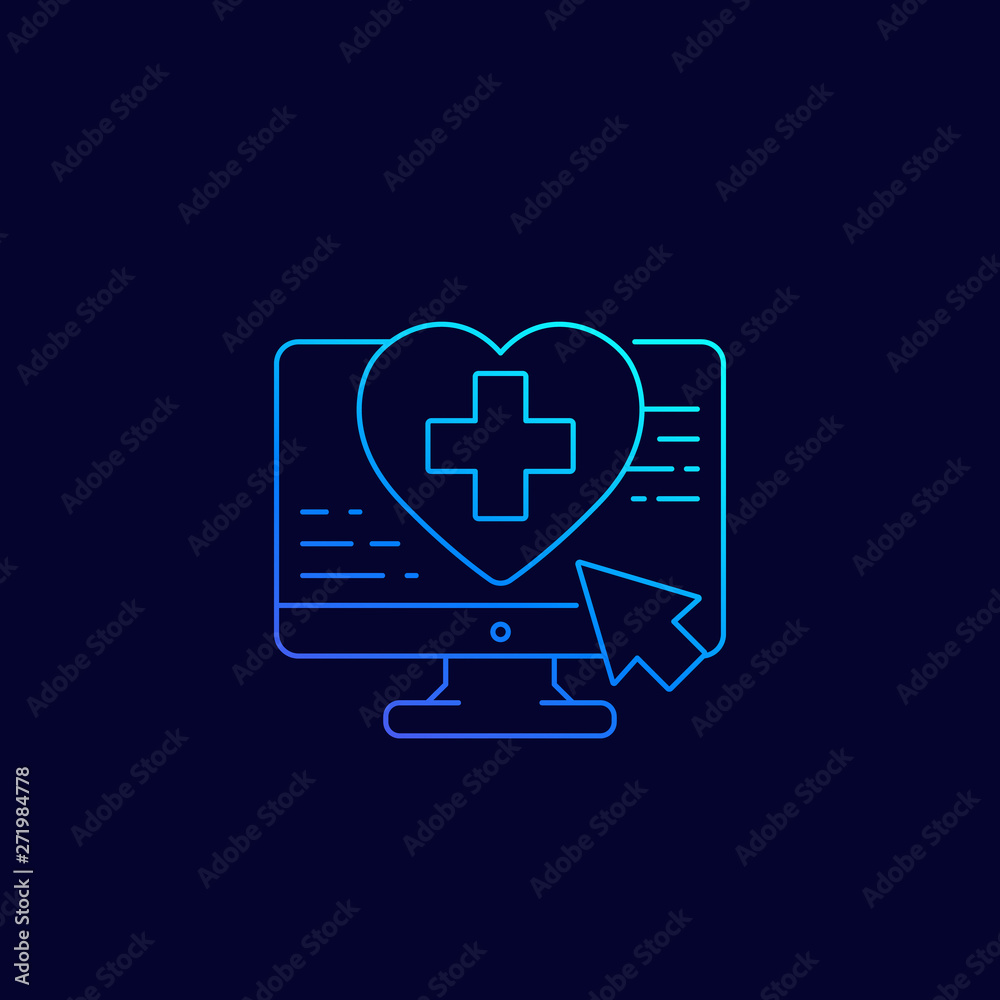 Wall mural online medical services icon, linear