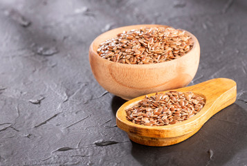 Organic linseed seeds - Linum usitatissimum. Text space