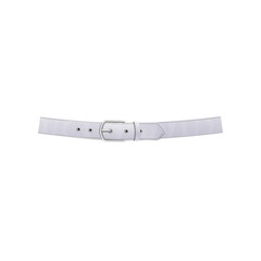 Realistic white trouser leather belt with a metal buckle, fashion accessory and design element.