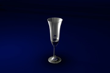 3D illustration of pousse cafe multi layered cocktails glass on dark blue design background - drinking glass render