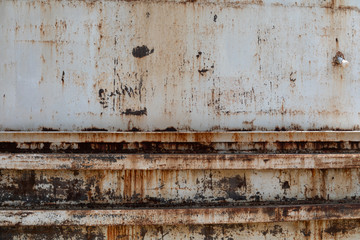 Rusting white metal wall background