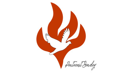 Pentecost Sunday card design, typography for print or use as poster, flyer or T shirt