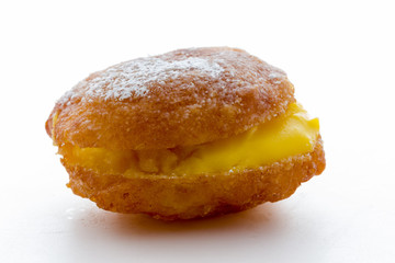 Handmade krapfen filled with pastry cream