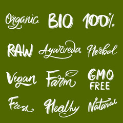 Eco, organic, bio logos lettering. 