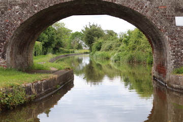 Fototapeta na wymiar view from under bridge over canal