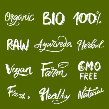 Eco, organic, bio logos lettering. 